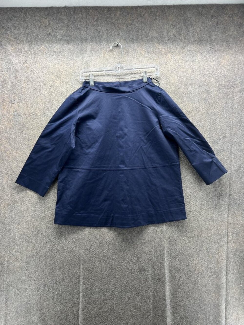 COS Blouse Women 10 Blue Boat Neck 3/4 Sleeve Tunic Pullover Woven Casual